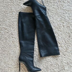 Elegant Black Leather Knee-High Boots